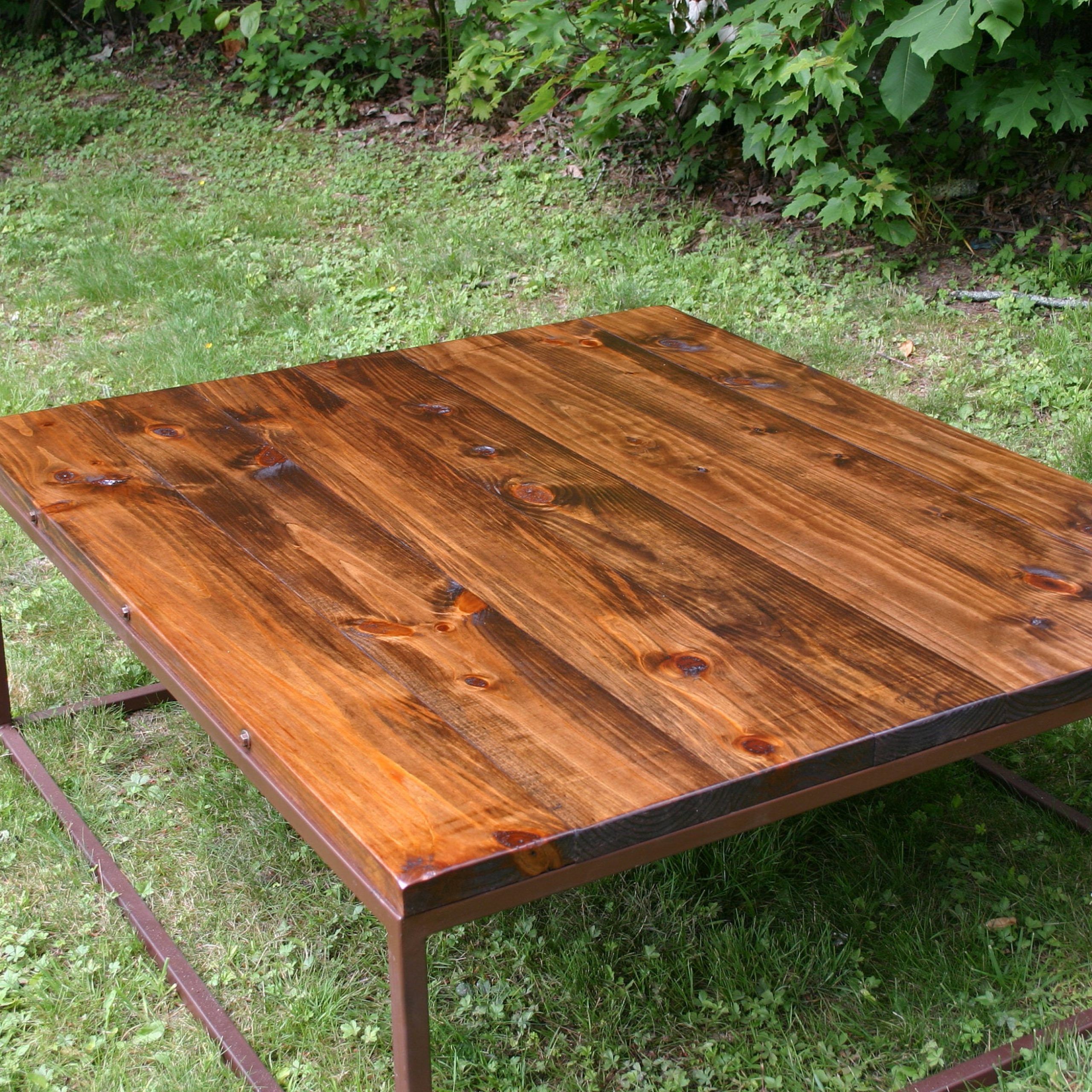 Modern Rustic Coffee Table Metal Base, Coffee Table, Lodge With Regard To Best And Newest Rustic Oak And Black Coffee Tables (Gallery 10 of 20)