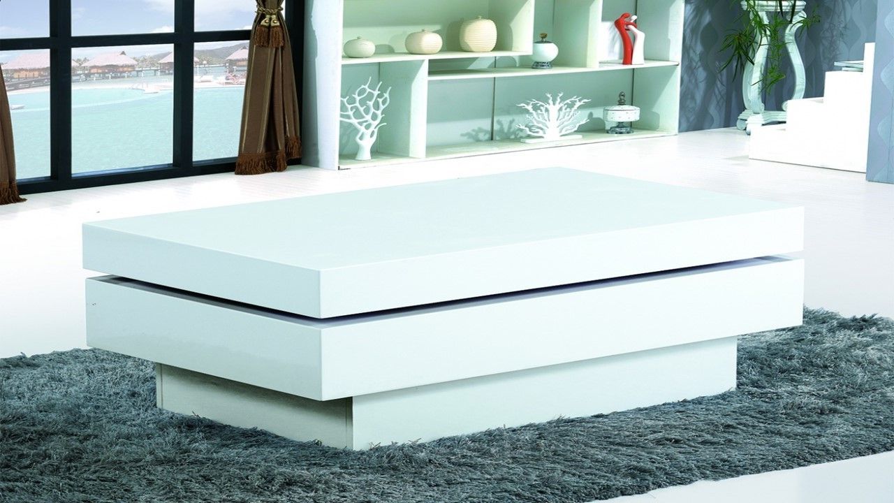 Modern White Gloss Coffee Table – Homegenies Within Most Recent Square High Gloss Coffee Tables (View 12 of 20)