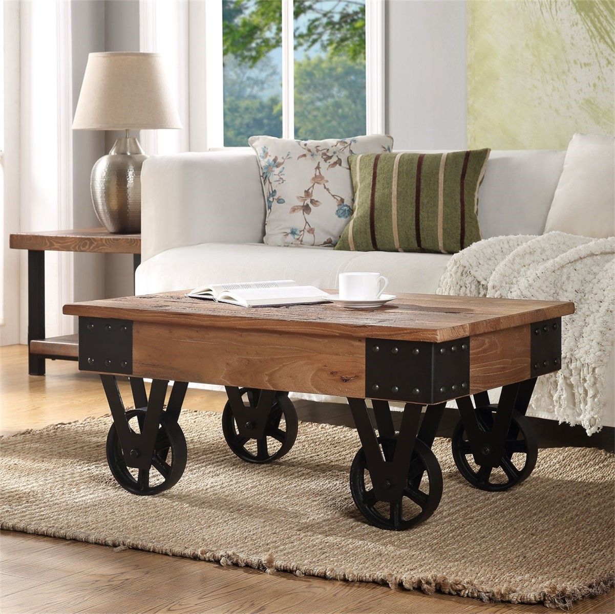 Modernluxe Farmhouse Vintage Mobile Coffee Table – Walmart Throughout Most Recently Released Antique White Black Coffee Tables (View 13 of 20)