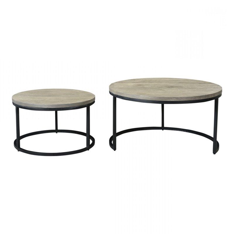 Moe's Drey 2 Piece Round Nesting Coffee Table Set In Gray Throughout Most Recent 2 Piece Modern Nesting Coffee Tables (Gallery 13 of 20)