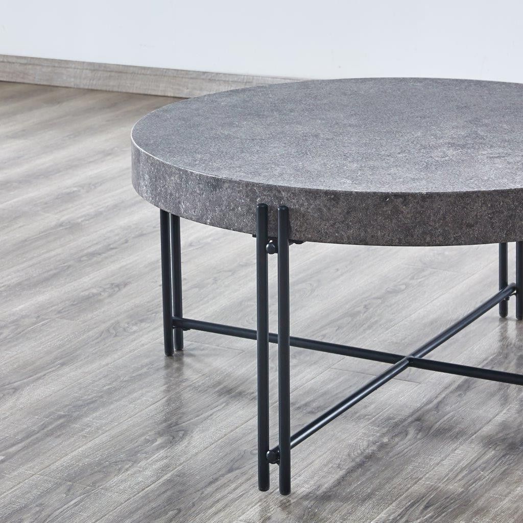 Morgan Mottled Grey And Black Round Cocktail Table With Best And Newest Natural And Black Cocktail Tables (View 12 of 20)