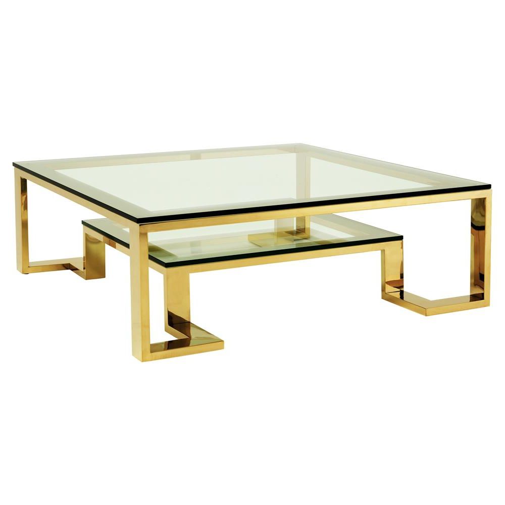 Most Current Antiqued Gold Rectangular Coffee Tables Pertaining To Eichholtz Huntington Hollywood Regency Glass Top 2 Tier (View 3 of 20)