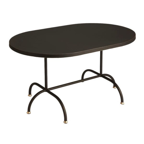 Most Current Black And Gold Coffee Tables Within Offex Modern Black Gold Iron And Wood Oval Coffee Table (Gallery 13 of 20)