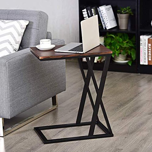 Most Current Brown Wood And Steel Plate Coffee Tables Pertaining To Tangkula Sofa Side Table, X Shaped Snack Table End Table (View 15 of 20)