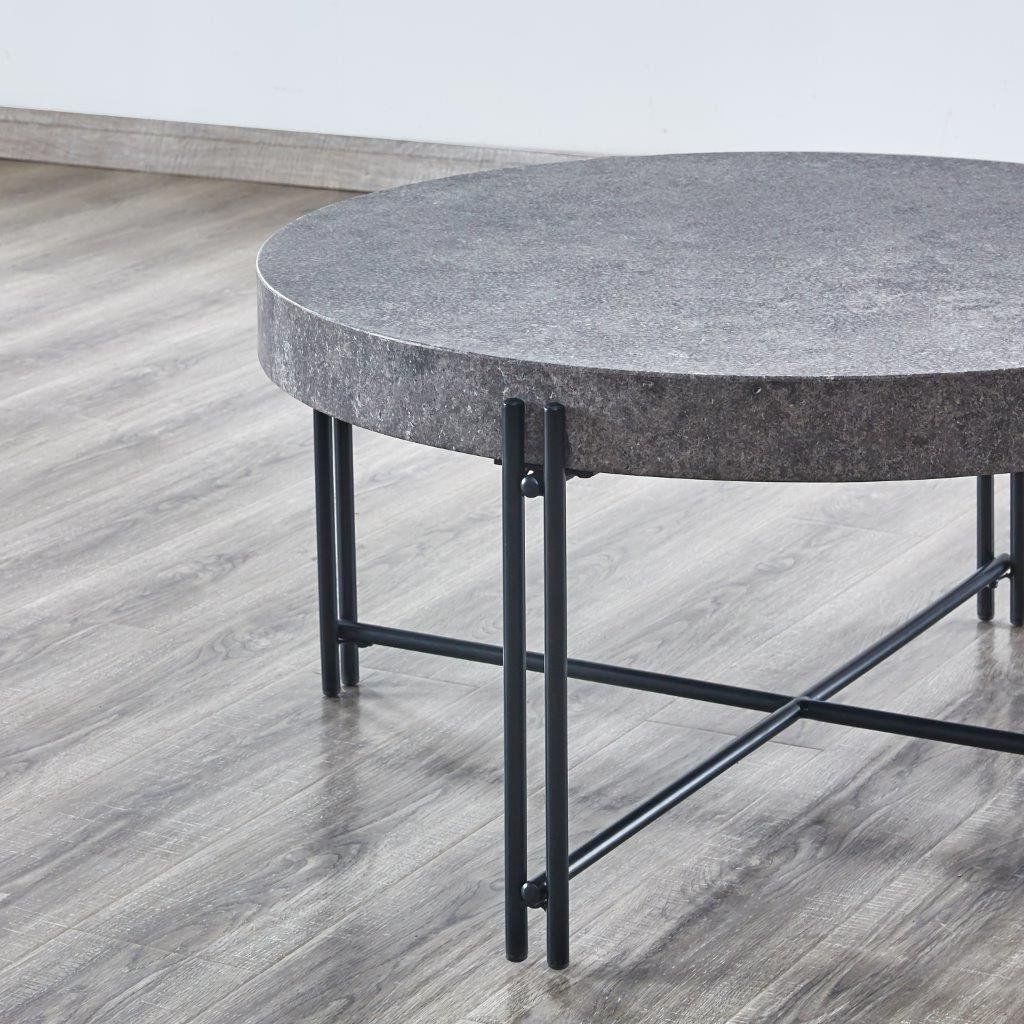 Most Current Caviar Black Cocktail Tables In Morgan Mottled Grey And Black Round Cocktail Table (View 9 of 20)
