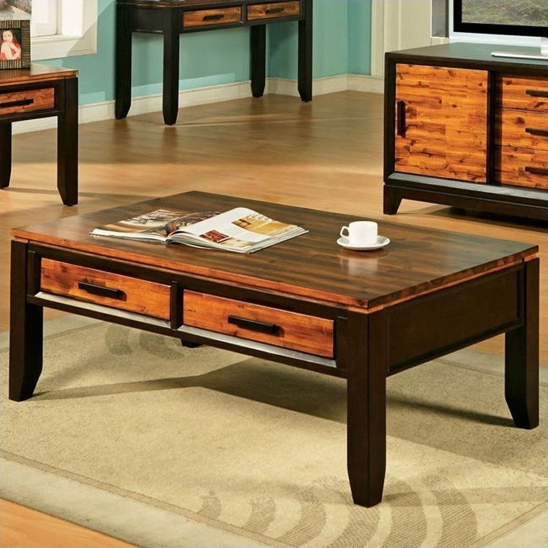 Most Current Espresso Wood Storage Coffee Tables Intended For Steve Silver Company Abaco Rectangular Wood Top Coffee (View 1 of 20)