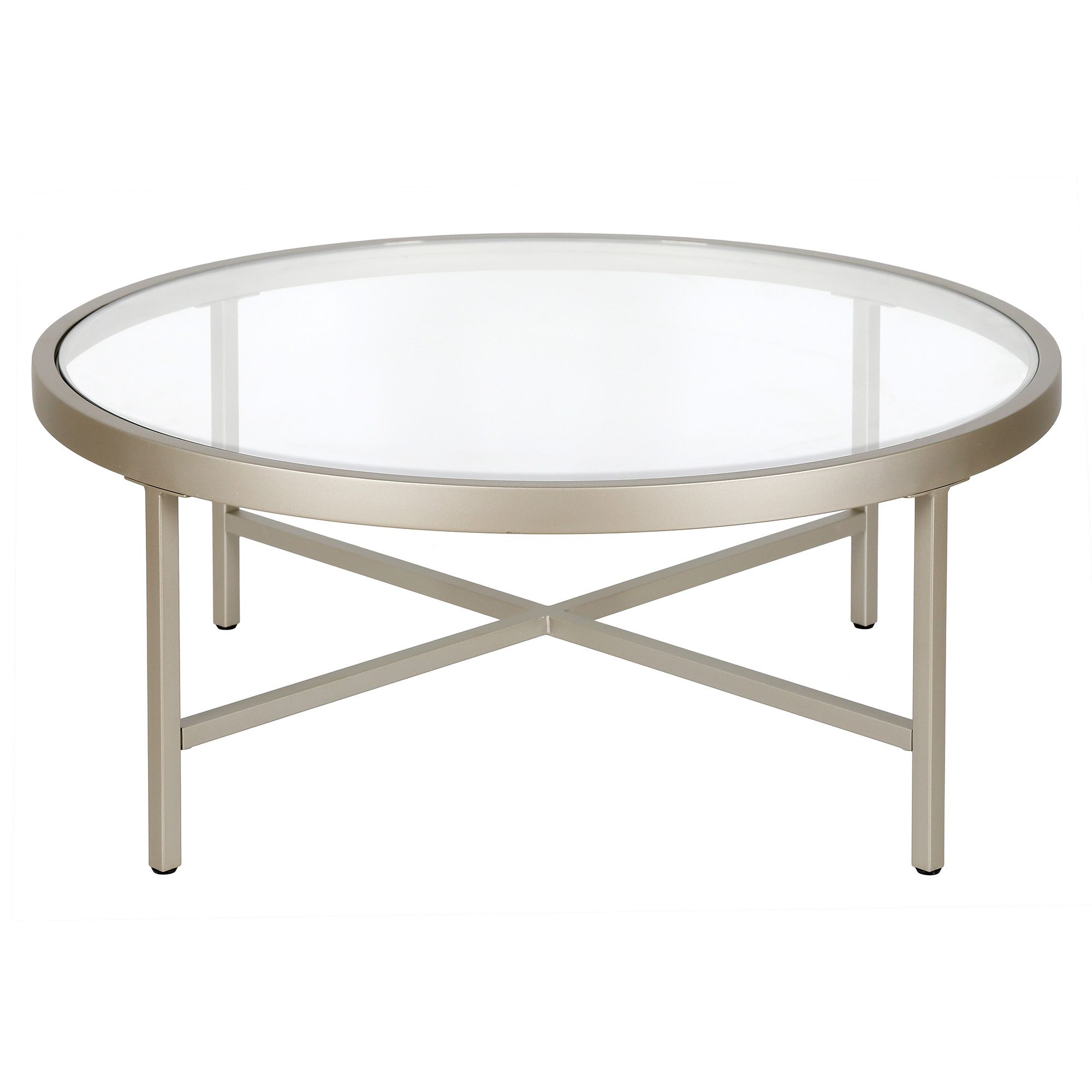 Most Current Geometric Glass Modern Coffee Tables Regarding Evelyn&zoe Contemporary Round Coffee Table With Glass Top (View 11 of 20)