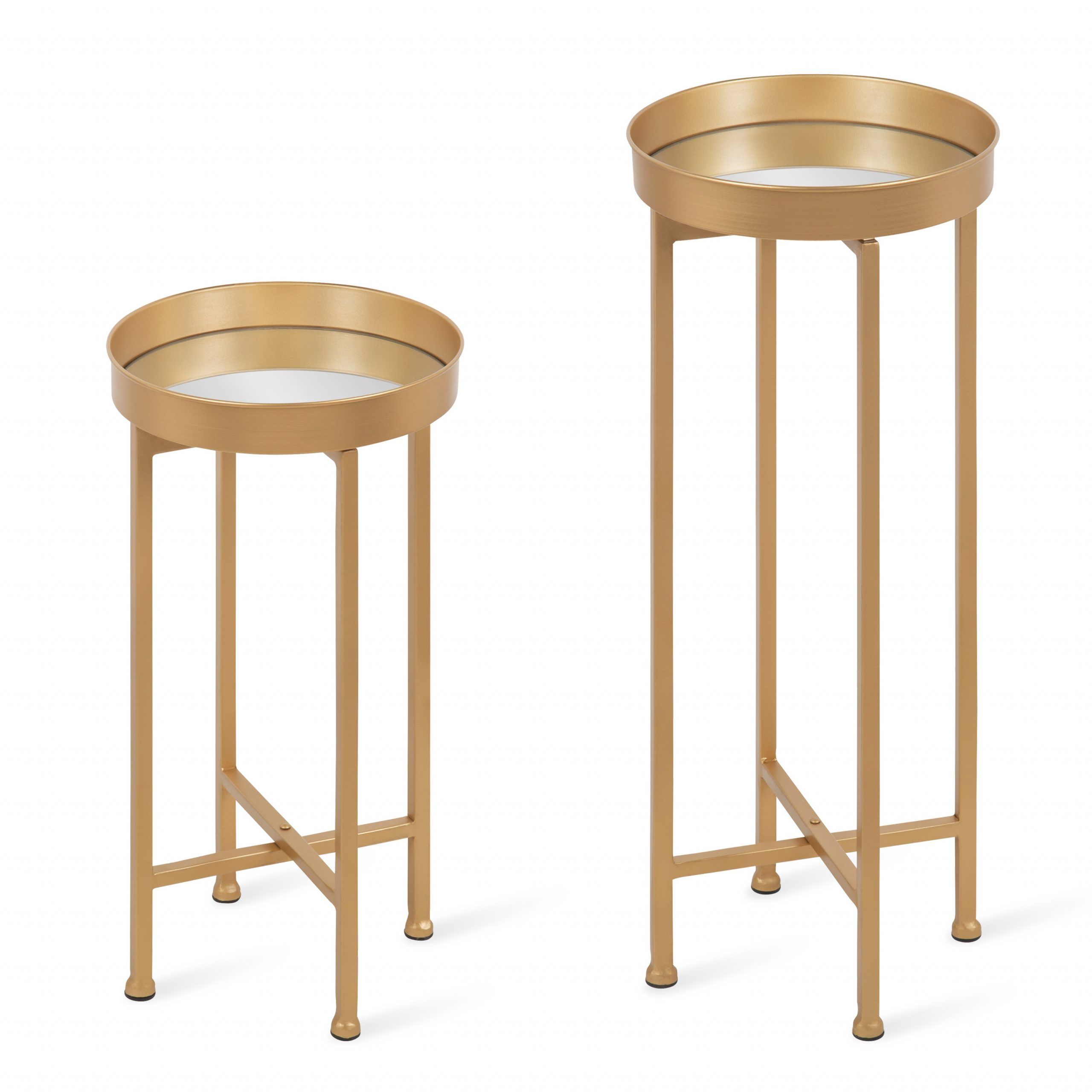 Most Current Gold And Mirror Modern Cube End Tables Inside Kate And Laurel Celia Side Tables, Set Of 2, Gold With (View 14 of 20)