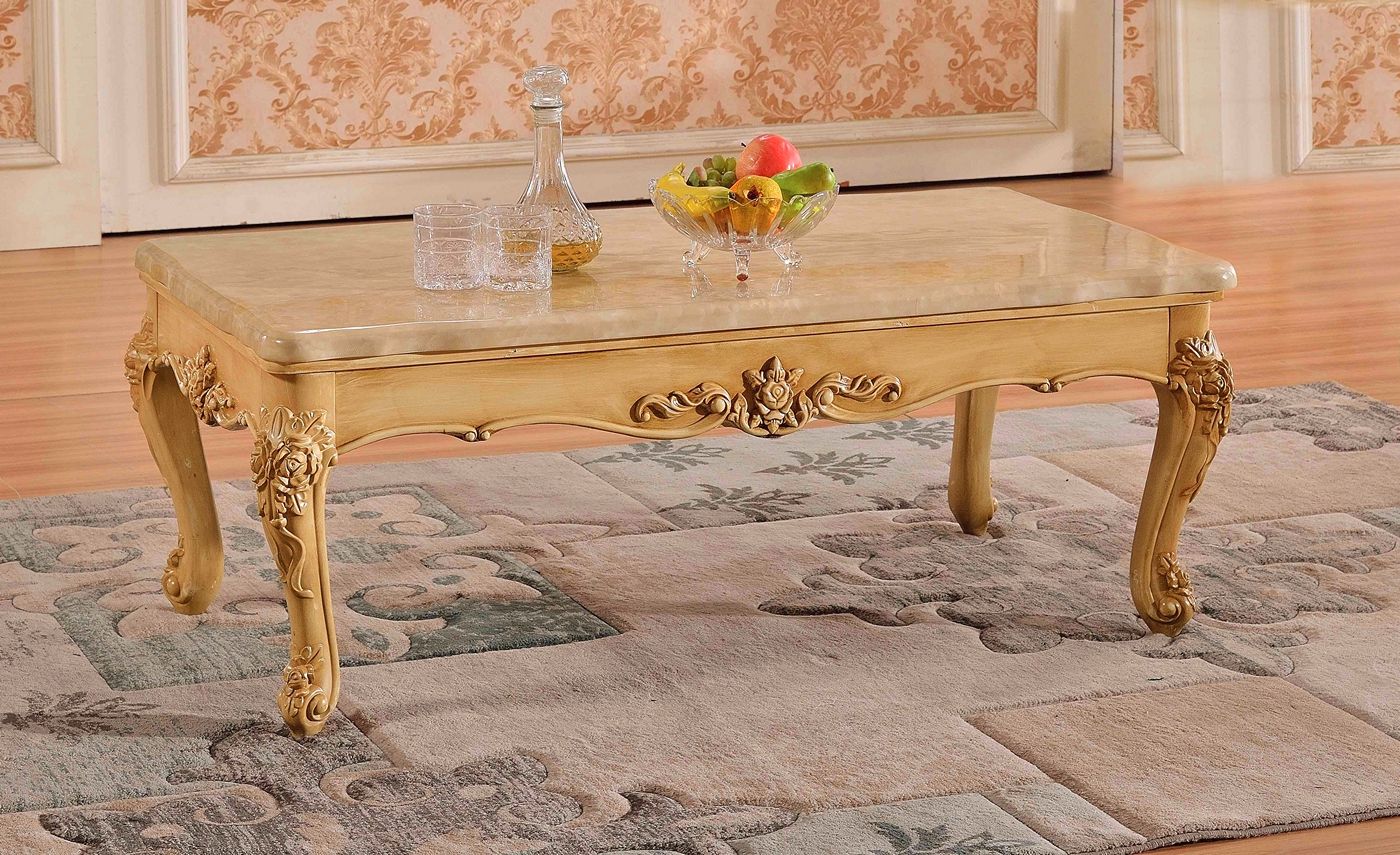 Most Current Gold Coffee Tables With Regard To Malania Traditional Marble Top Wooden Coffee Table In Gold (View 1 of 20)