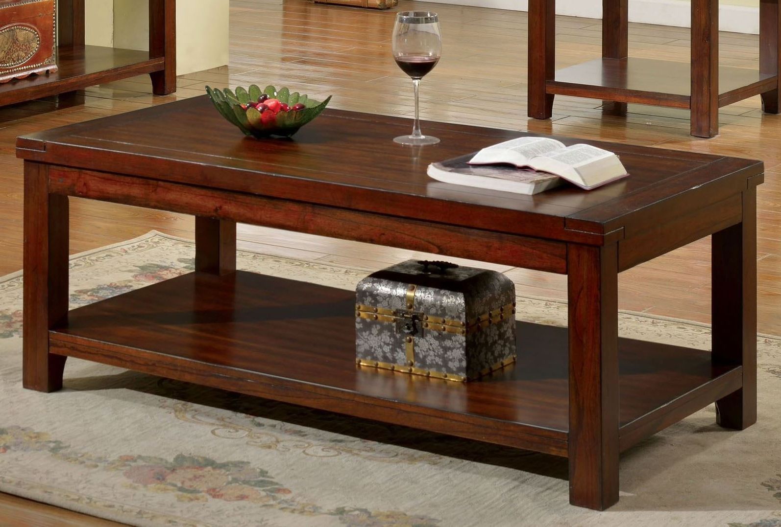 Most Current Heartwood Cherry Wood Coffee Tables Intended For Estell Cherry Coffee Table From Furniture Of America (Gallery 2 of 20)