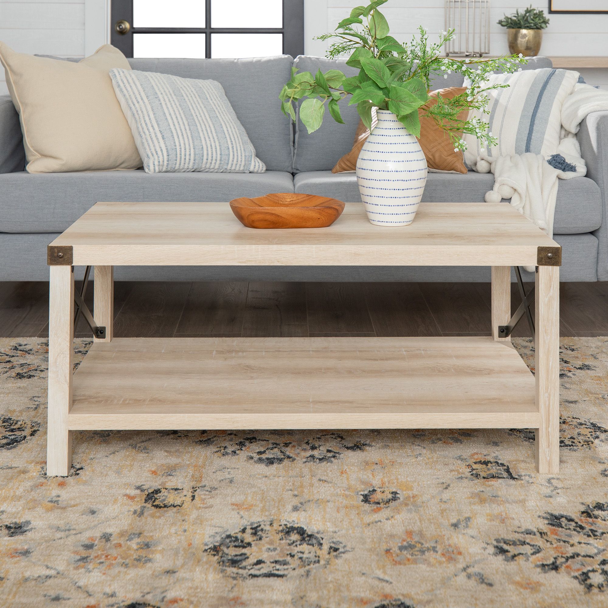Most Current Metal And Mission Oak Coffee Tables Pertaining To Manor Park 3 Piece Rustic Wood & Metal Coffee Table Set (View 1 of 20)