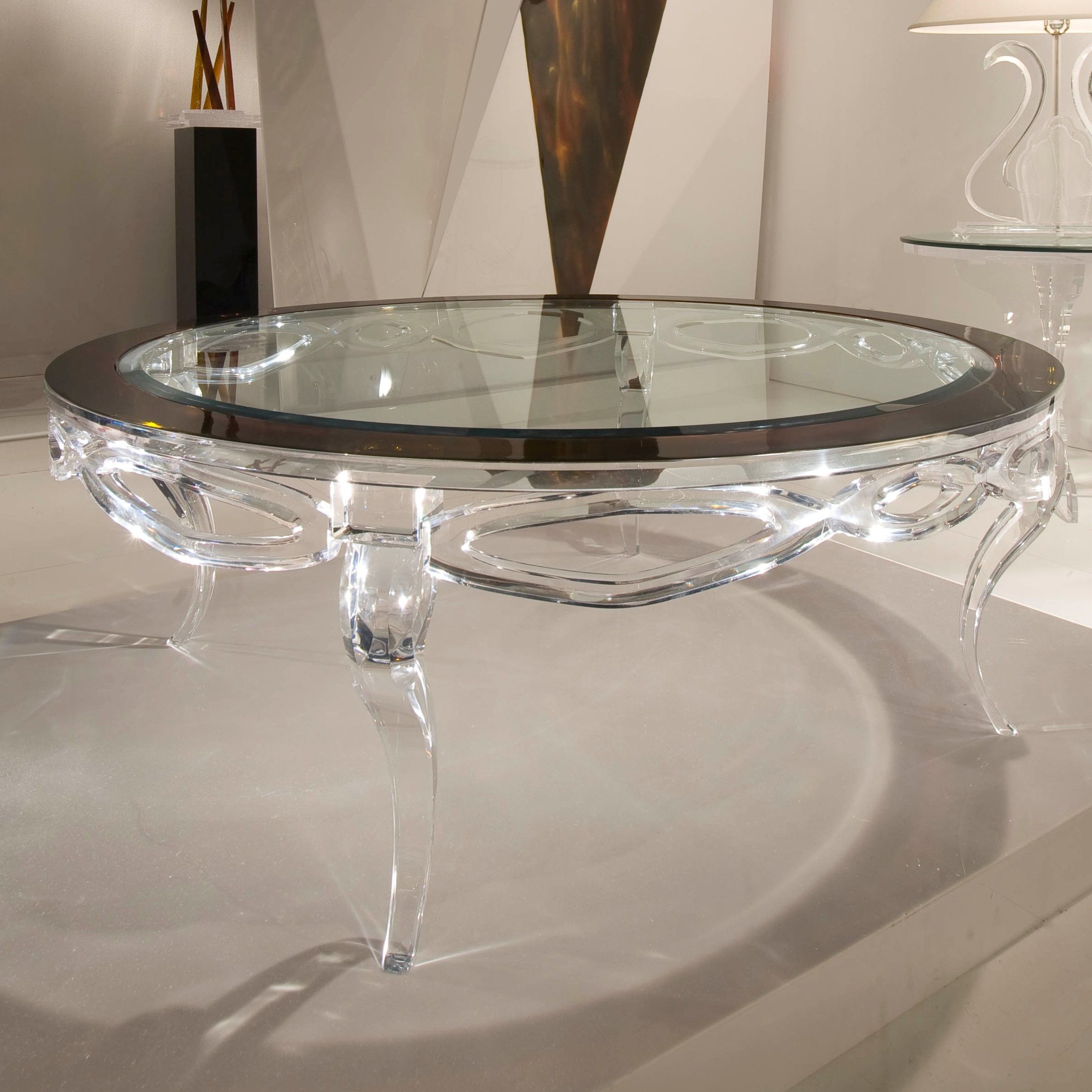 Most Current Silver And Acrylic Coffee Tables Pertaining To Mademoiselle Round Coffee – Shahrooz Art (Gallery 1 of 20)