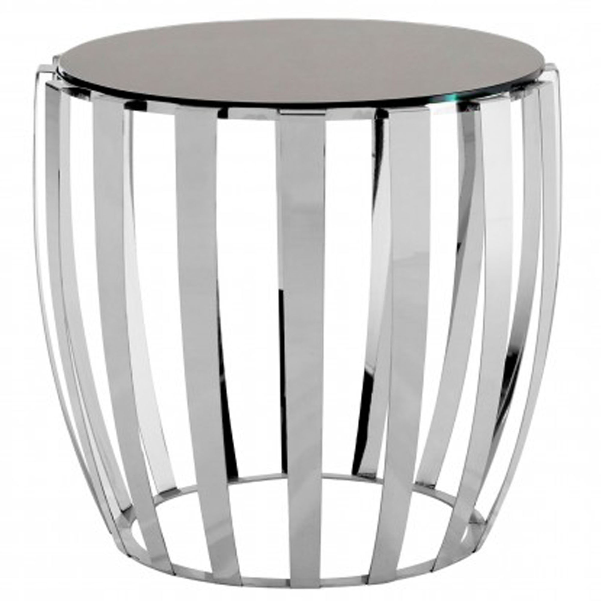 Most Current Silver Stainless Steel Coffee Tables With Yasmin Stainless Steel Side Table (Gallery 6 of 20)