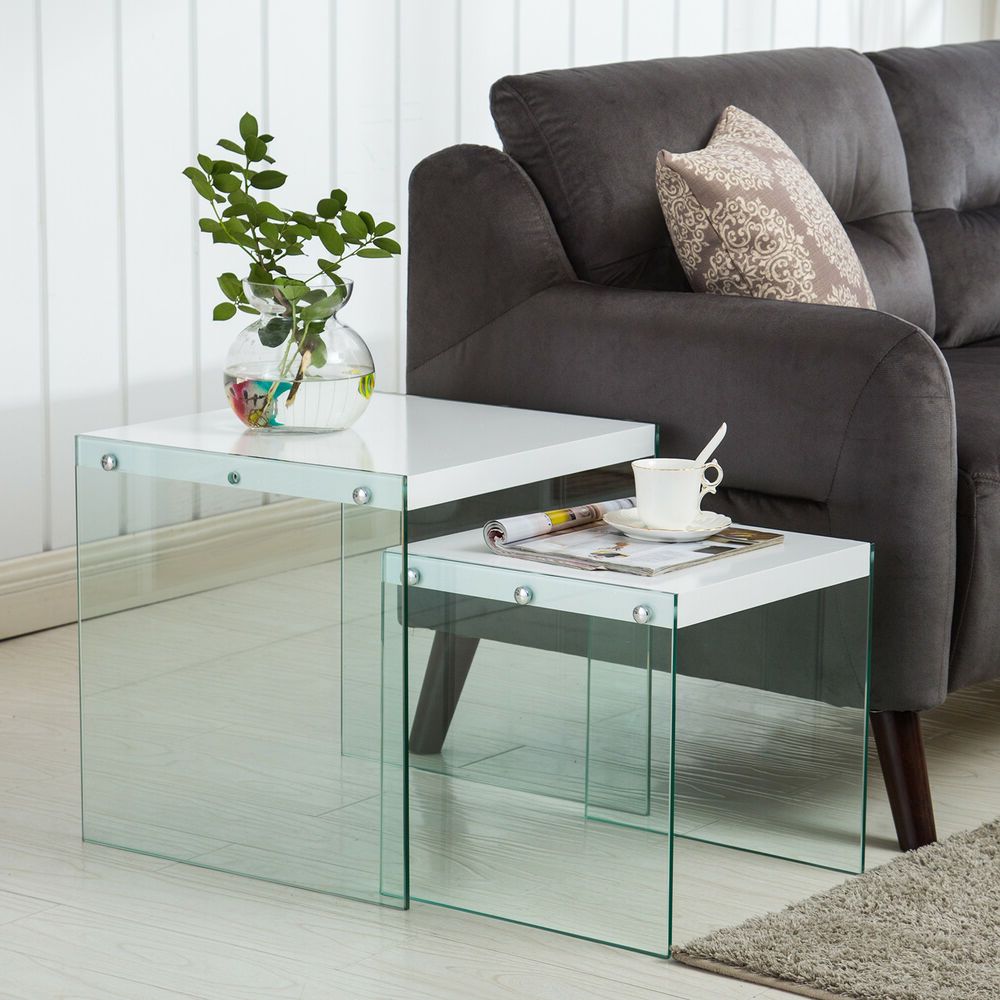 Most Current White Gloss And Maple Cream Coffee Tables With Modern Nest Of 2 High Gloss White Wood Glass Coffee Table (Gallery 4 of 20)