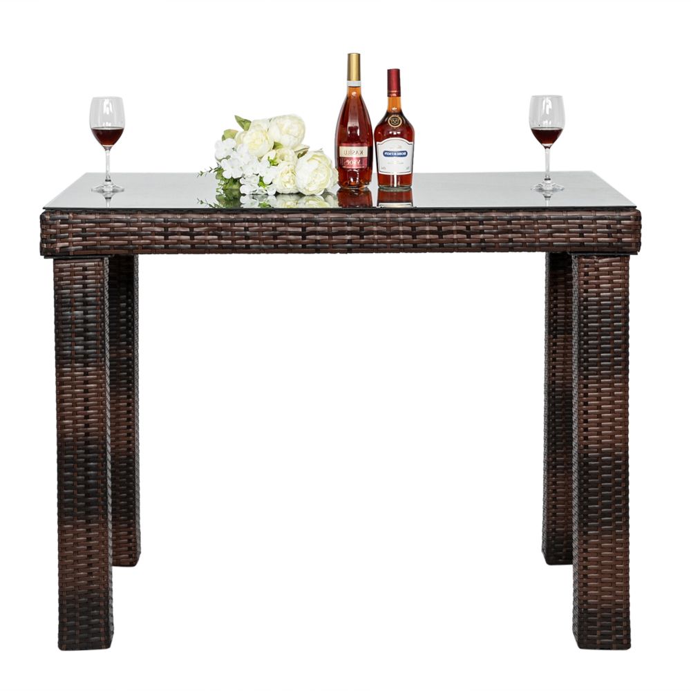 Most Current Wicker Coffee Tables Intended For Indoor Outdoor Square Patio Coffee Bistro Table Pe Rattan (Gallery 13 of 20)