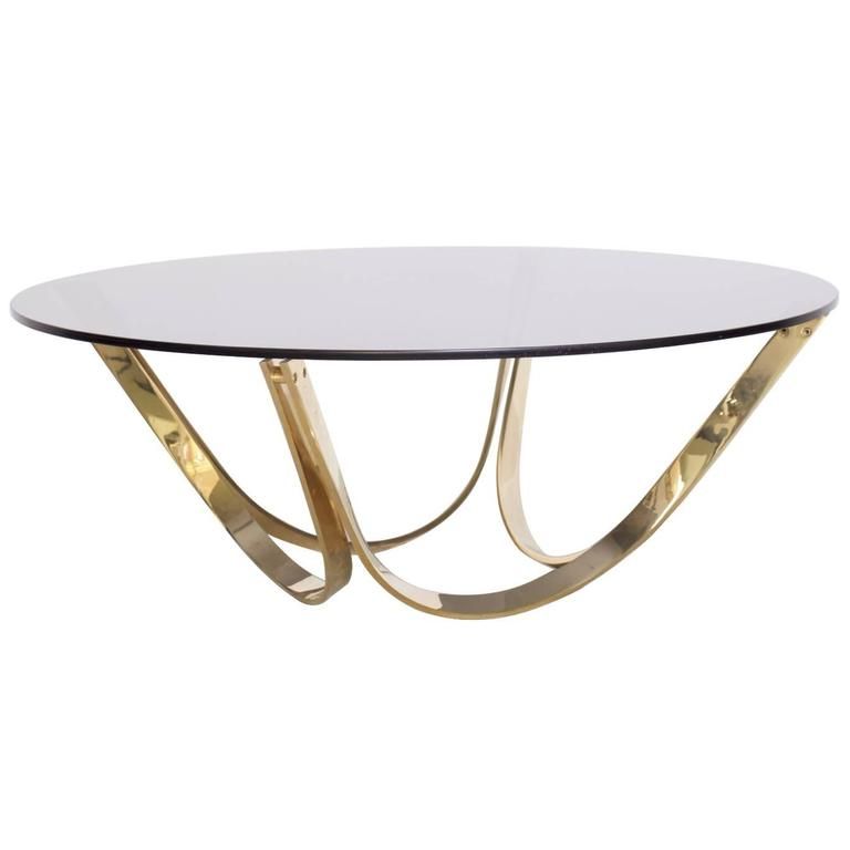 Most Popular Brass Smoked Glass Cocktail Tables Throughout Brass And Smoked Glass Coffee Tabletri Mark, Circa (Gallery 5 of 20)