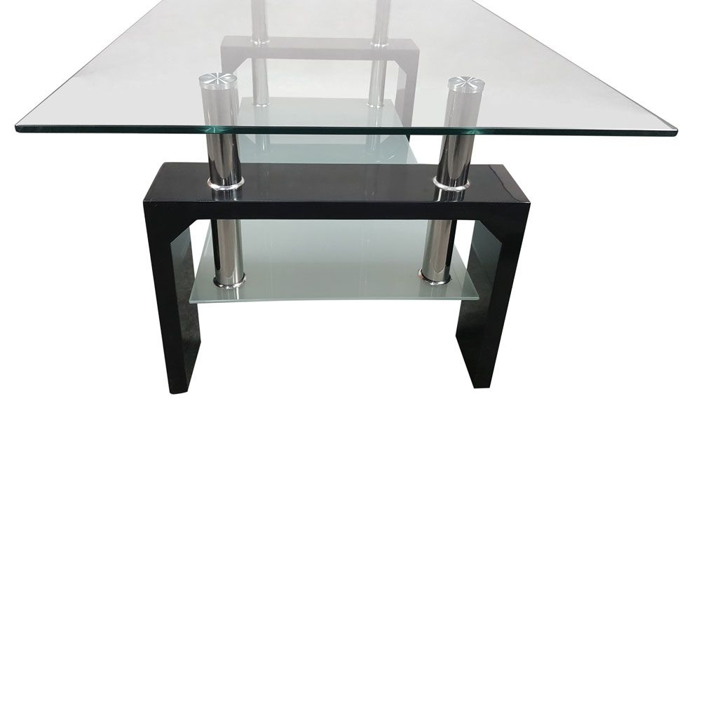 Most Popular Chrome And Glass Rectangular Coffee Tables With Regard To Durable Rectangular Glass Coffee Table Walnut Shelf Chrome (View 4 of 20)