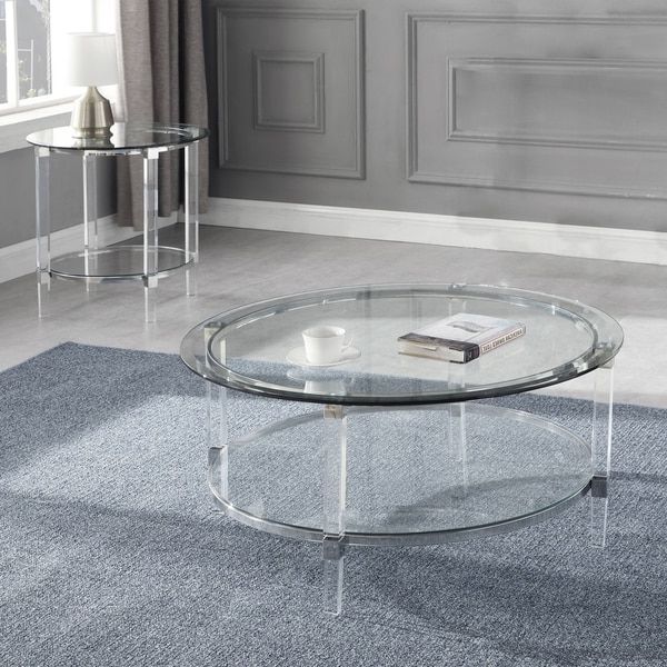 Most Popular Clear Glass Top Cocktail Tables In Shop Best Quality Furniture 2 Piece Coffee Table Set With (View 15 of 20)