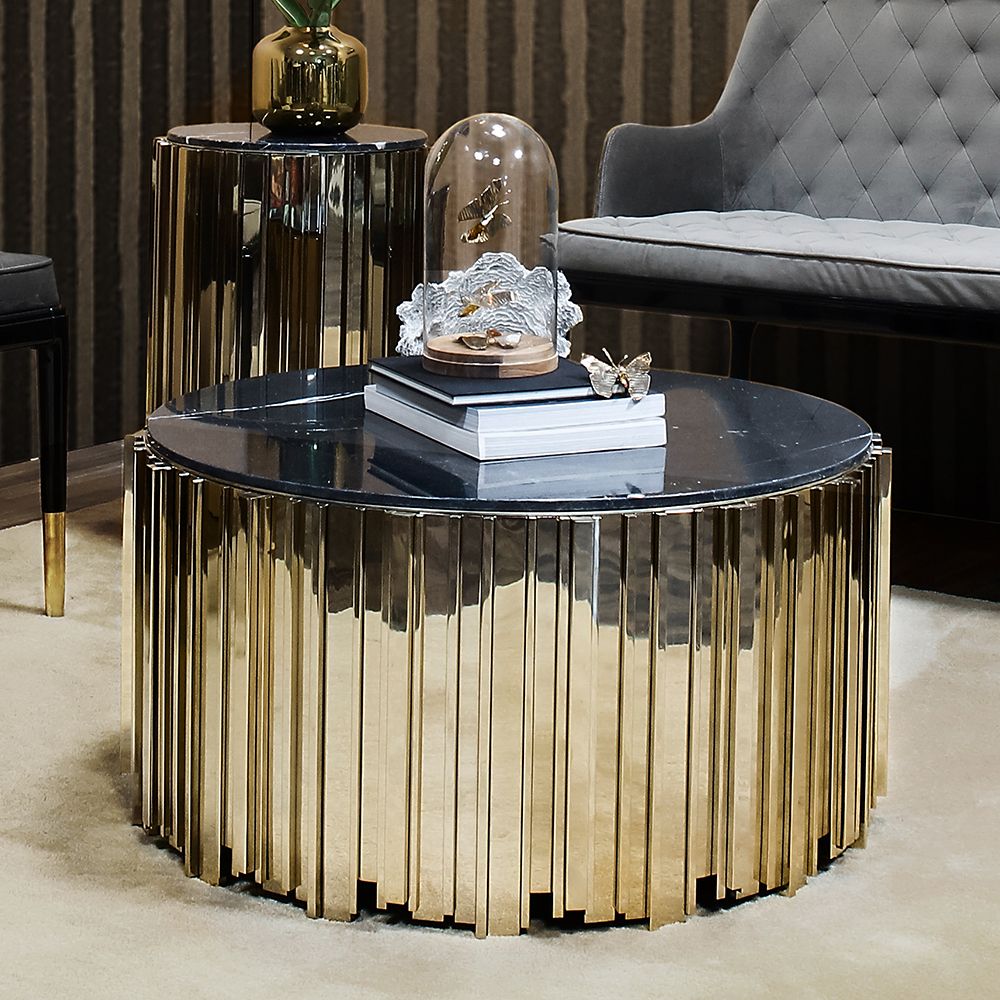 Most Popular Gold Coffee Tables Throughout Eden Empire Gold Round Coffee Table – Robson Furniture (View 5 of 20)