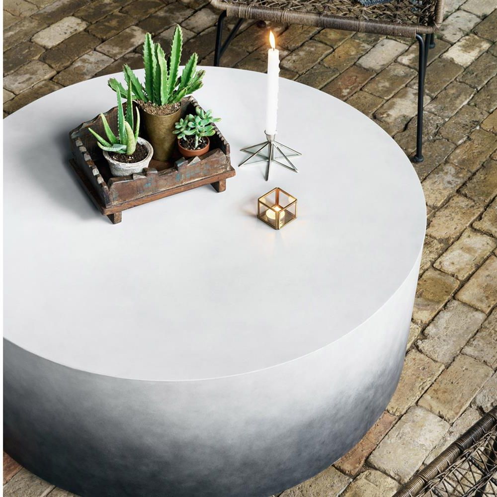 Most Popular Modern Concrete Coffee Tables With Asher Modern Classic Indigo Ombre Concrete Round Outdoor (View 14 of 20)