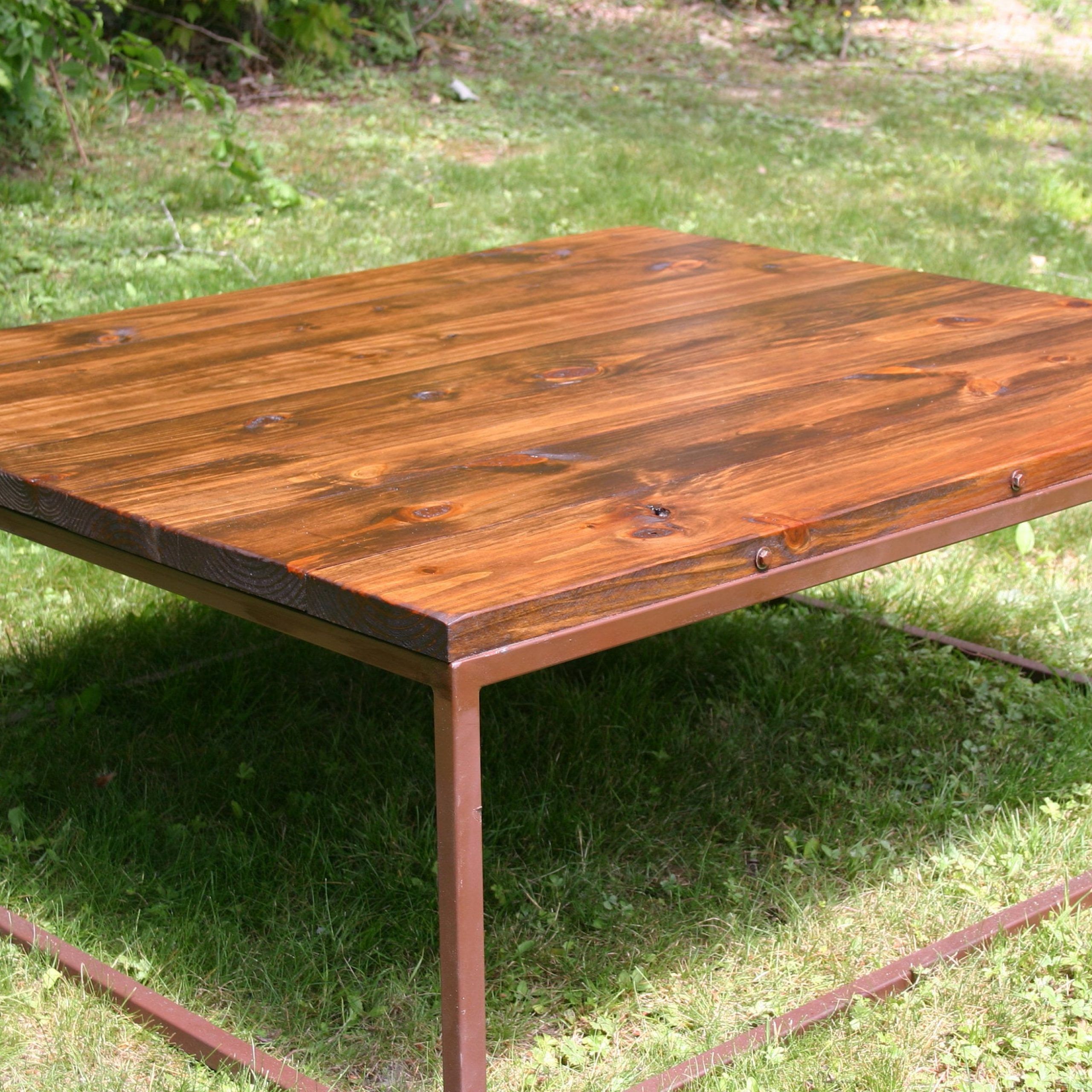 Most Popular Rustic Espresso Wood Coffee Tables Within Modern Rustic Coffee Table Metal Base, Coffee Table, Lodge (Gallery 17 of 20)