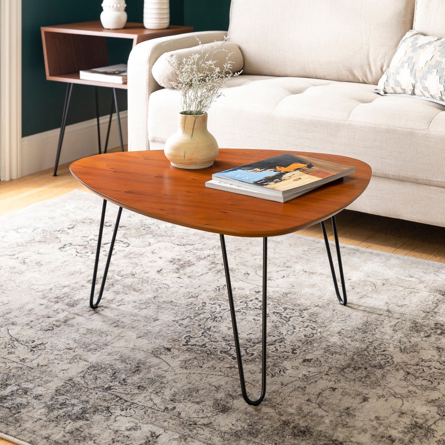 Most Popular Walnut Coffee Tables Throughout Walnut Hairpin Leg Wood Coffee Table – Pier1 (Gallery 4 of 20)