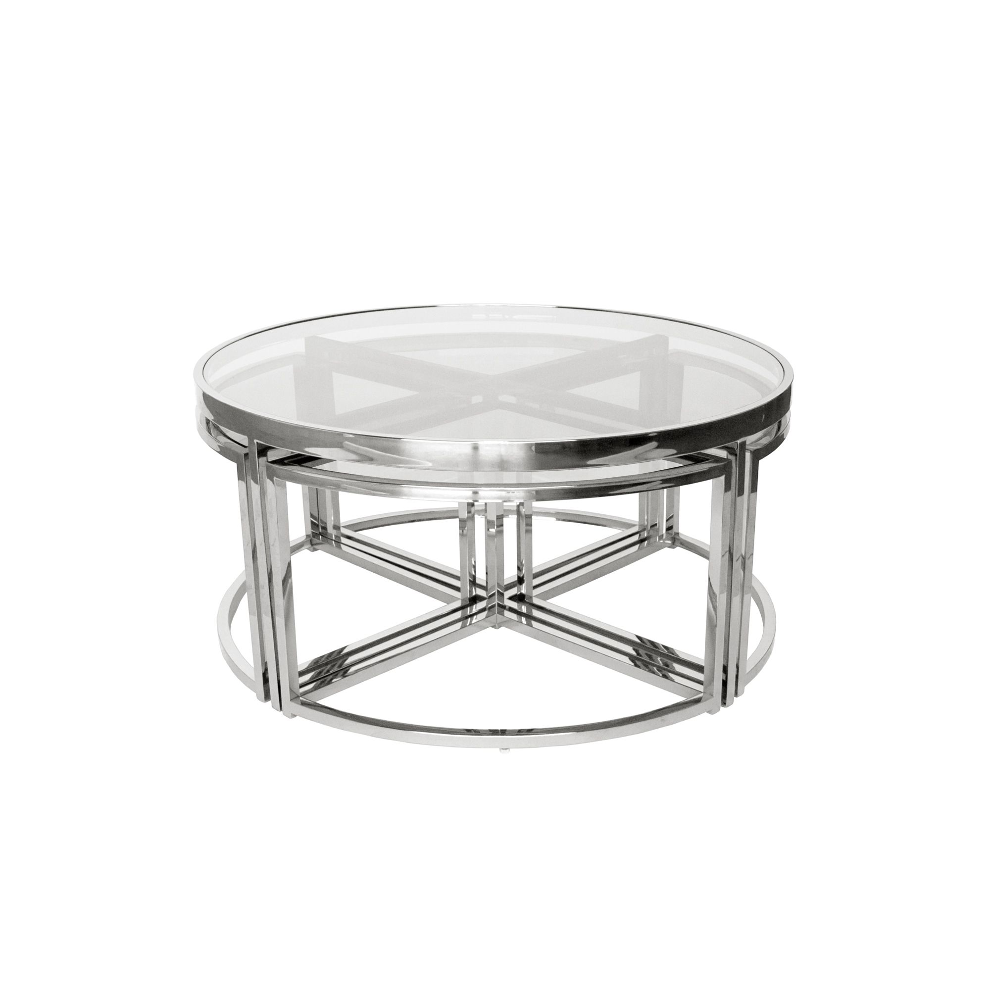 Most Recent Clear Coffee Tables With Regard To Silver Perugia Nesting Coffee Table – Clear Glass – Darcy (View 8 of 20)