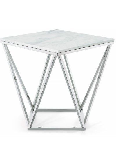Most Recent Geometric White Coffee Tables Inside Square White Marble Geometric Silver Base Coffee Table (View 9 of 20)