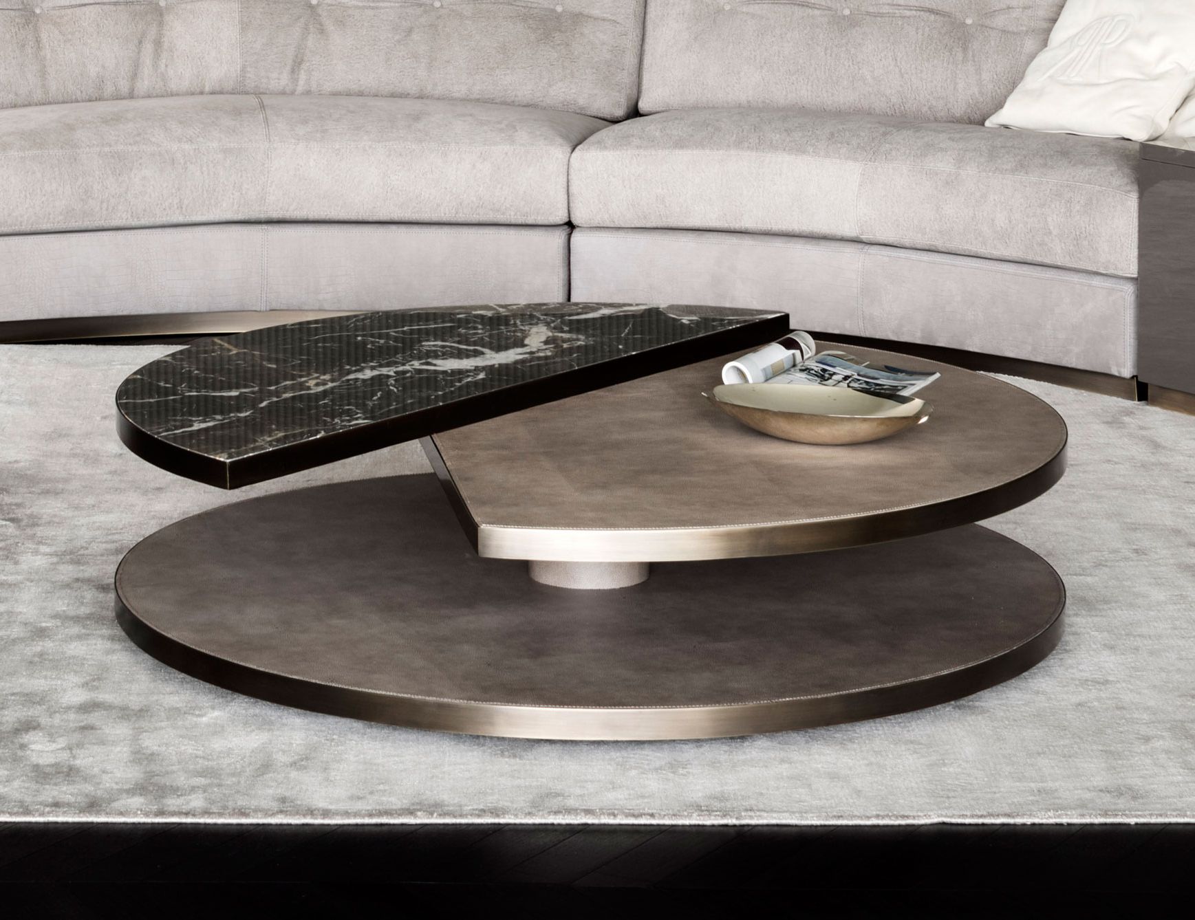 Most Recent Marble And White Coffee Tables In Nella Vetrina Rugiano Moon Upholstered Leather With Marble (Gallery 16 of 20)