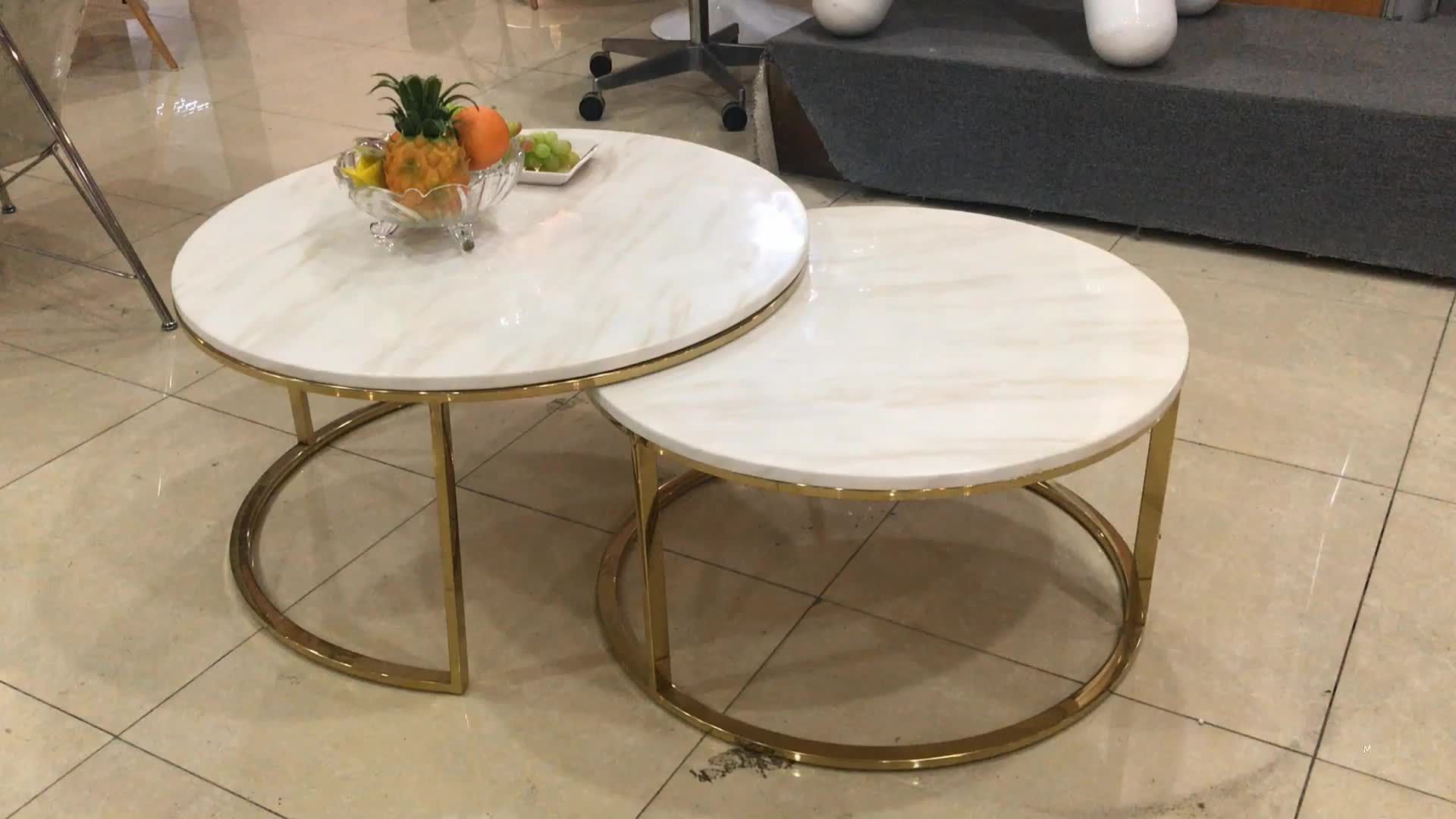 Most Recent Marble Coffee Tables Set Of 2 Within Rose Gold Stainless Steel 2 Set Nesting Small End (View 15 of 20)
