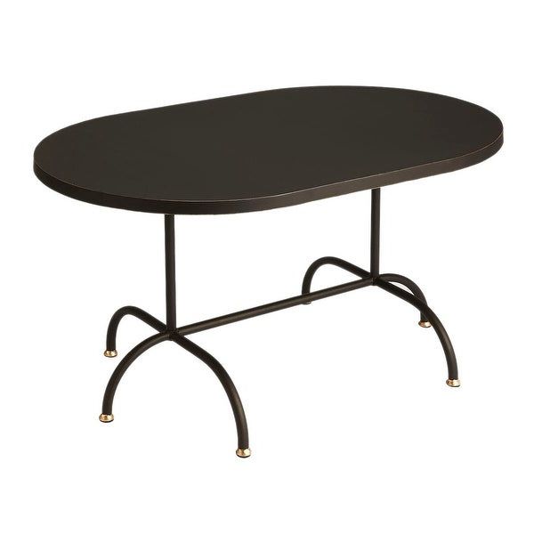 Most Recent Oval Aged Black Iron Coffee Tables Regarding Offex Modern Black Gold Iron And Wood Oval Coffee Table (View 9 of 20)