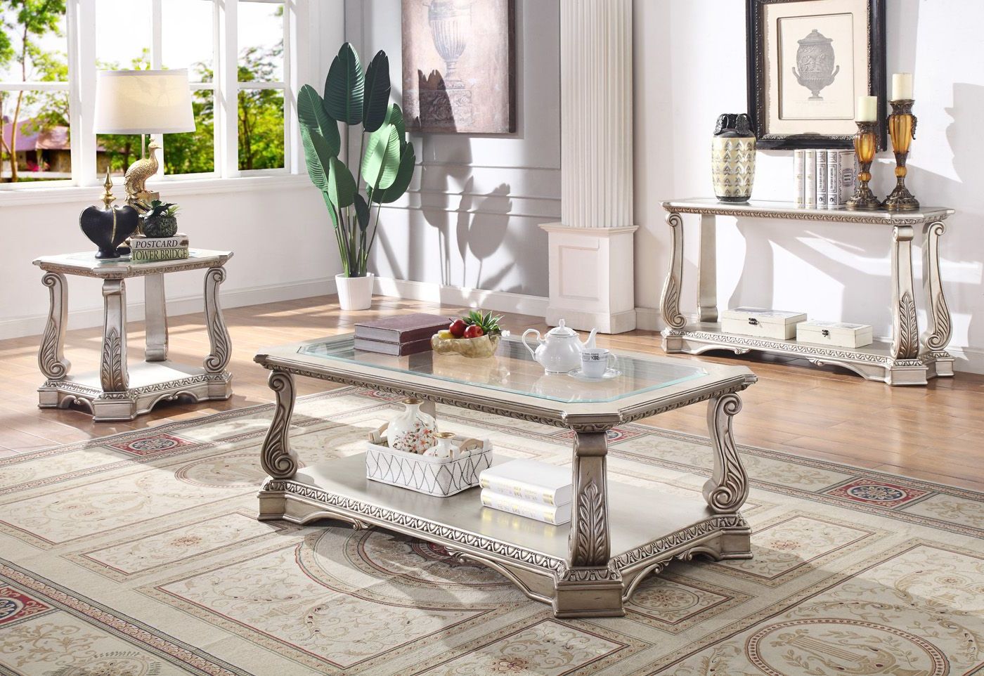 Most Recent Silver Coffee Tables Pertaining To Traditional Rectangular Glass Top Coffee Table Antique (View 7 of 20)