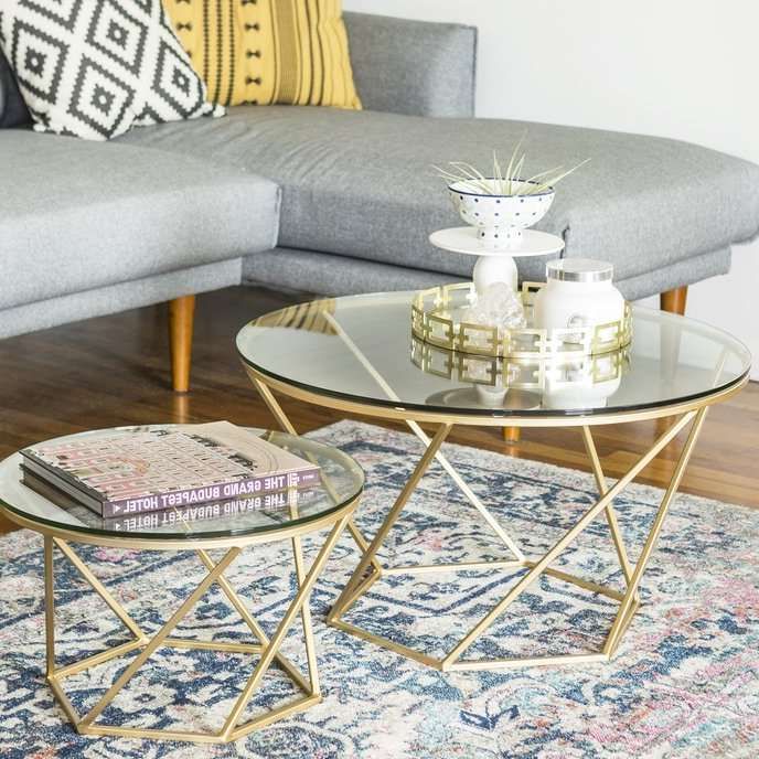 Most Recent White Geometric Coffee Tables Pertaining To Aman Geometric Coffee Table Set (Gallery 10 of 20)