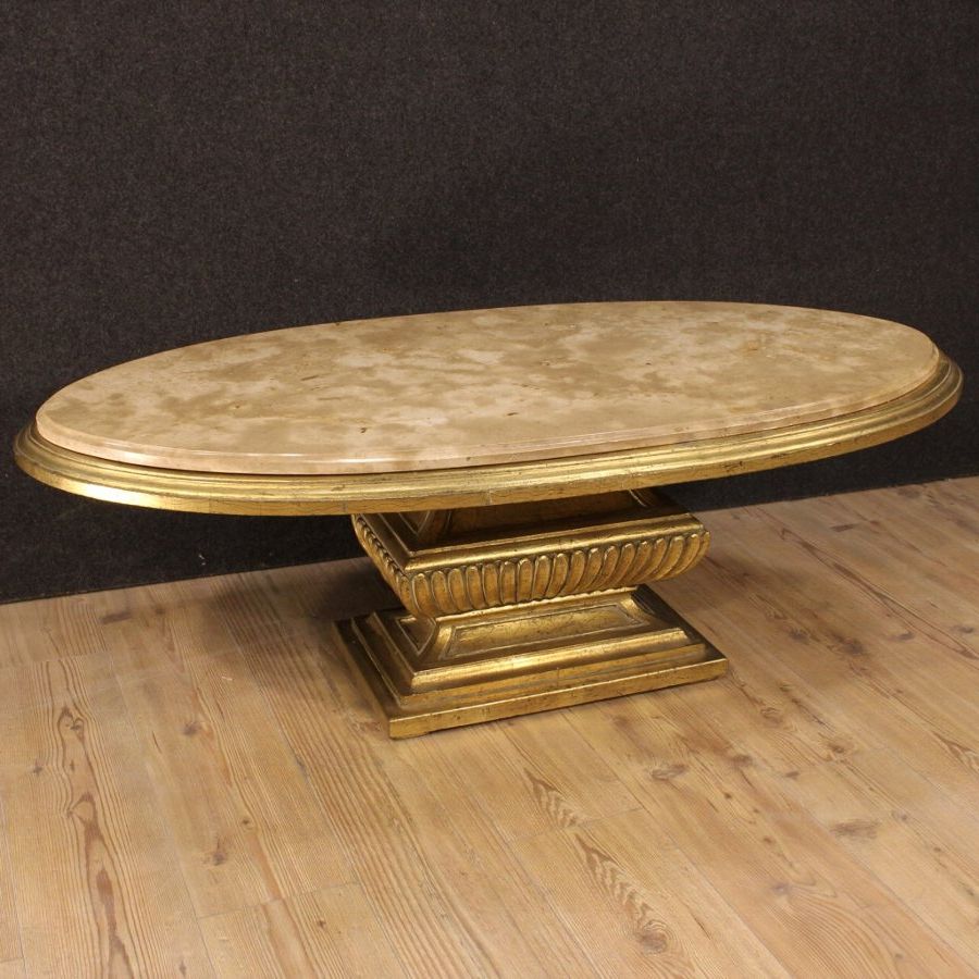 Most Recently Released Antique Blue Gold Coffee Tables With Antique Italian Golden Coffee Table With Marble Top 1 (Gallery 20 of 20)