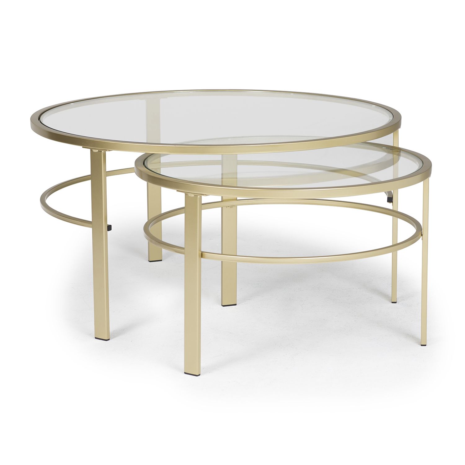 Most Recently Released Antique Gold Nesting Coffee Tables For Corbel Modern Round Nesting Coffee Table Set (36" W & 26"w (Gallery 2 of 20)
