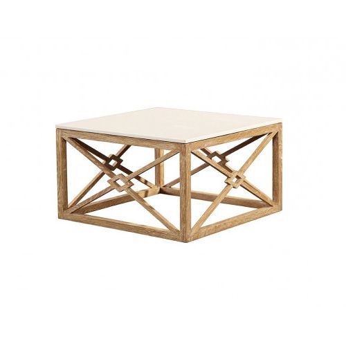 Most Recently Released Geometric White Coffee Tables Pertaining To White Marble & Oak Geometric Design Coffee Table (View 3 of 20)