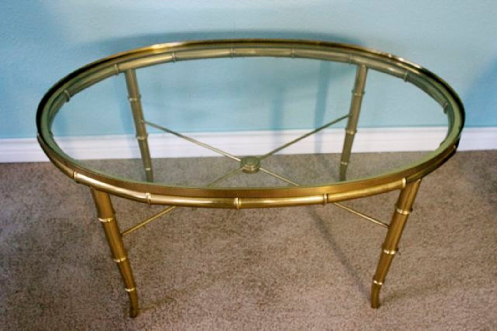 Most Recently Released Hammered Antique Brass Modern Cocktail Tables Within Vintage Mastercraft Brass Oval Cocktail Table Glass Top (Gallery 20 of 20)