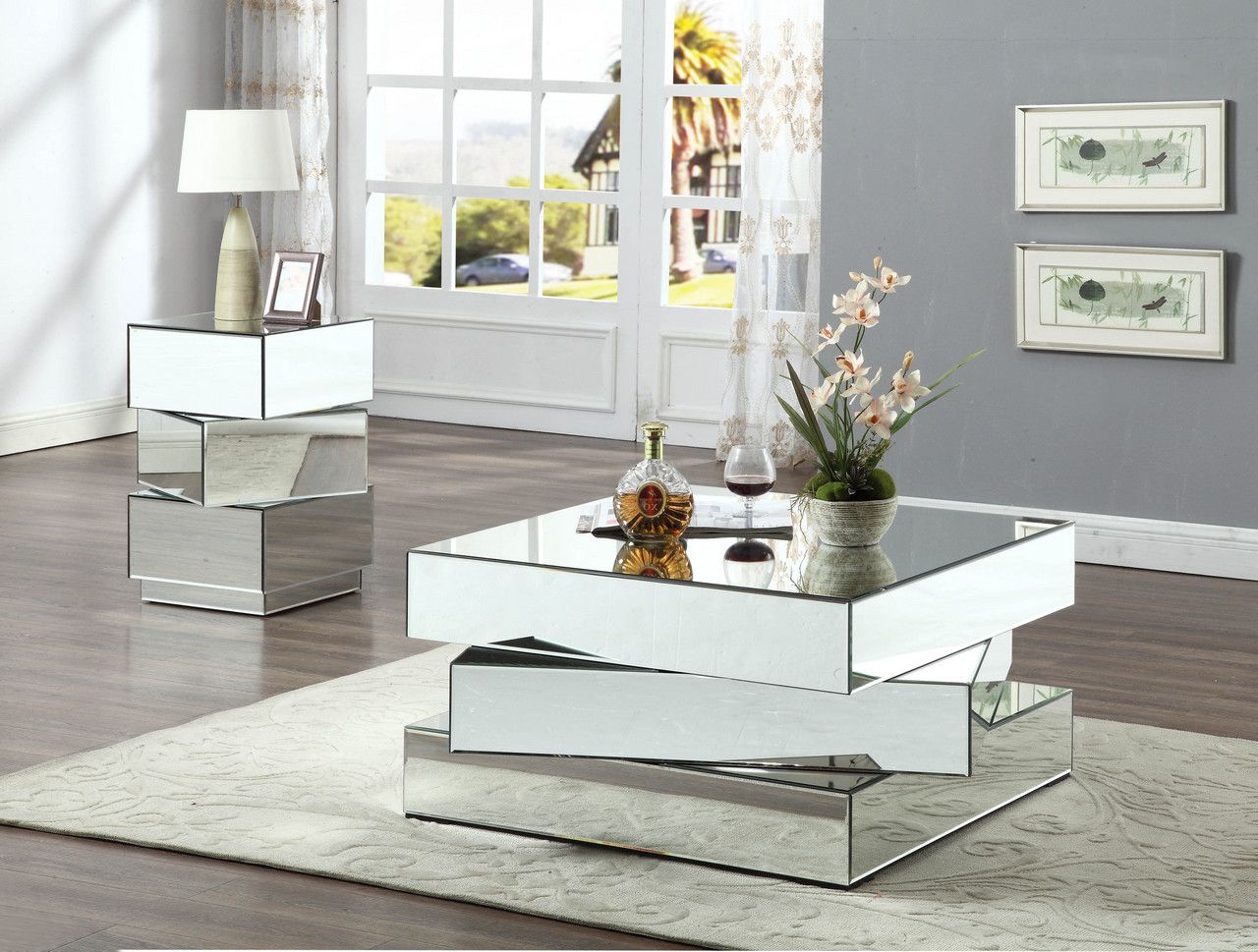 Most Recently Released Mirrored And Chrome Modern Cocktail Tables For Lucio Contemporary Mirrored Coffee Table With Triple (Gallery 14 of 20)