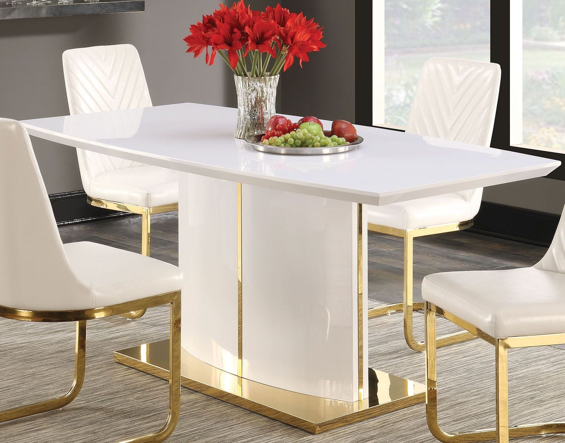 Most Recently Released White Gloss And Maple Cream Coffee Tables For Cornelia High Gloss White Dining Table From Coaster (Gallery 17 of 20)