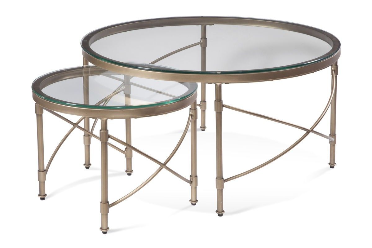 Most Up To Date Antique Mirror Cocktail Tables Intended For Bassett Mirror Harrison Antique Gold Round Cocktail Table (View 4 of 20)