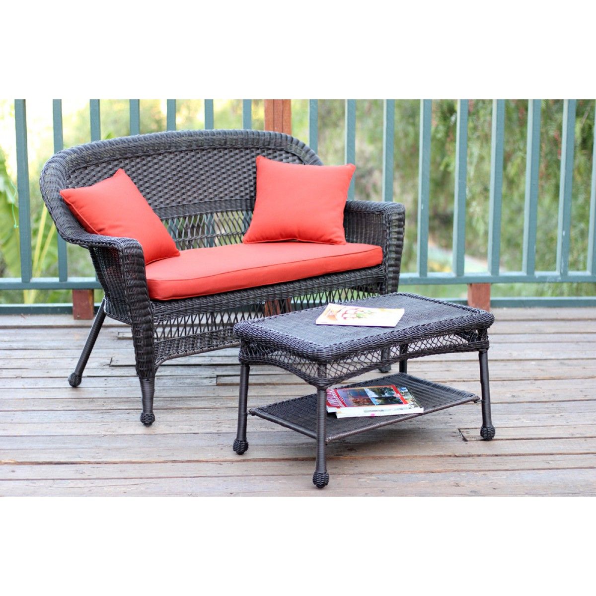 Most Up To Date Black And Tan Rattan Coffee Tables Intended For Espresso Wicker Patio Love Seat And Coffee Table Set With (View 4 of 20)