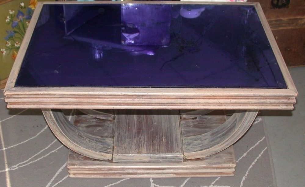 Most Up To Date Cobalt Coffee Tables Pertaining To Vnitage Art Deco Cocktail Coffee Table Blue Mirrored (Gallery 1 of 20)