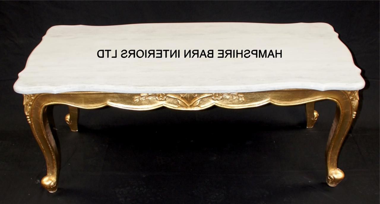 Most Up To Date Cream And Gold Coffee Tables For A Ritz Gold Leaf Ornate Coffee Table White Marble Top (View 10 of 20)
