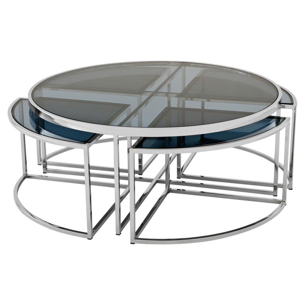 Most Up To Date Geometric Glass Modern Coffee Tables With Regard To Eichholtz Padova Modern Classic Smoked Glass Round Nesting (View 6 of 20)