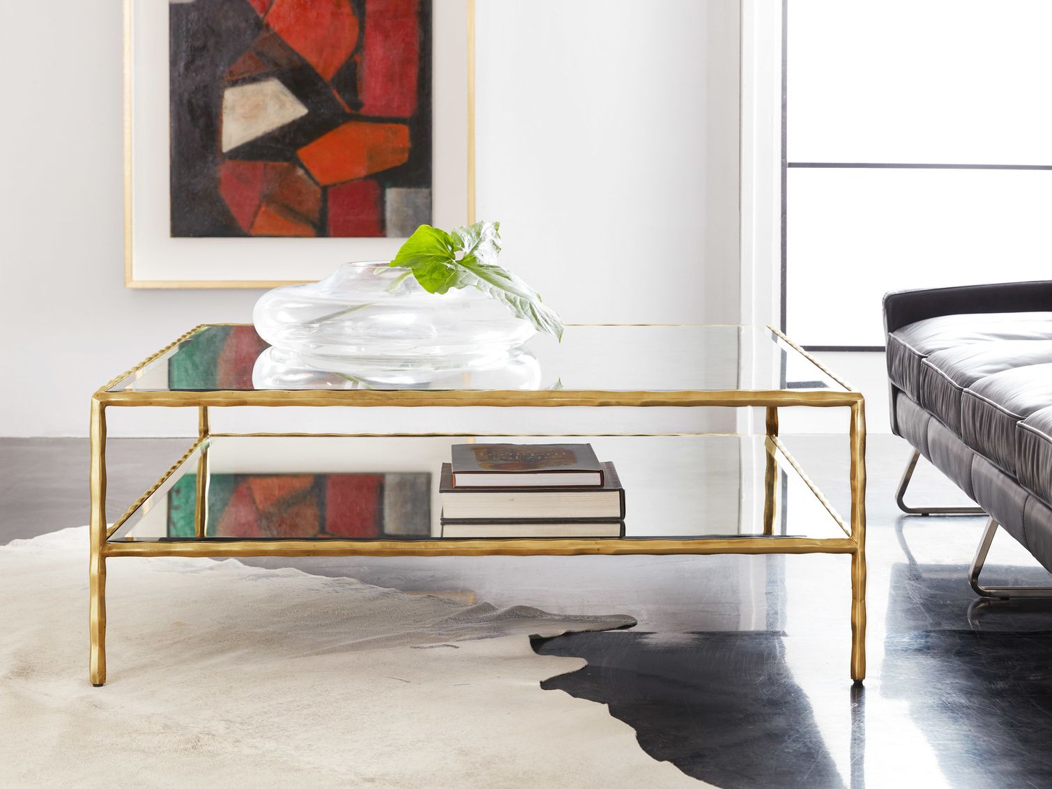 Most Up To Date Glass And Gold Coffee Tables Within Brooks Square Gold Leaf Coffee Table – Mecox Gardens (View 11 of 20)
