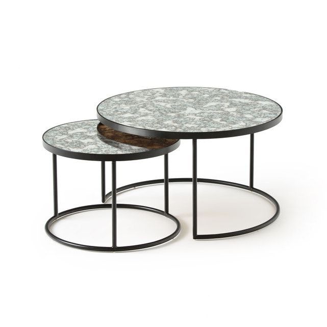 Most Up To Date Marble Coffee Tables Set Of 2 Within Set Of 2 Lipstick Semi Nesting Coffee Tables (Gallery 19 of 20)