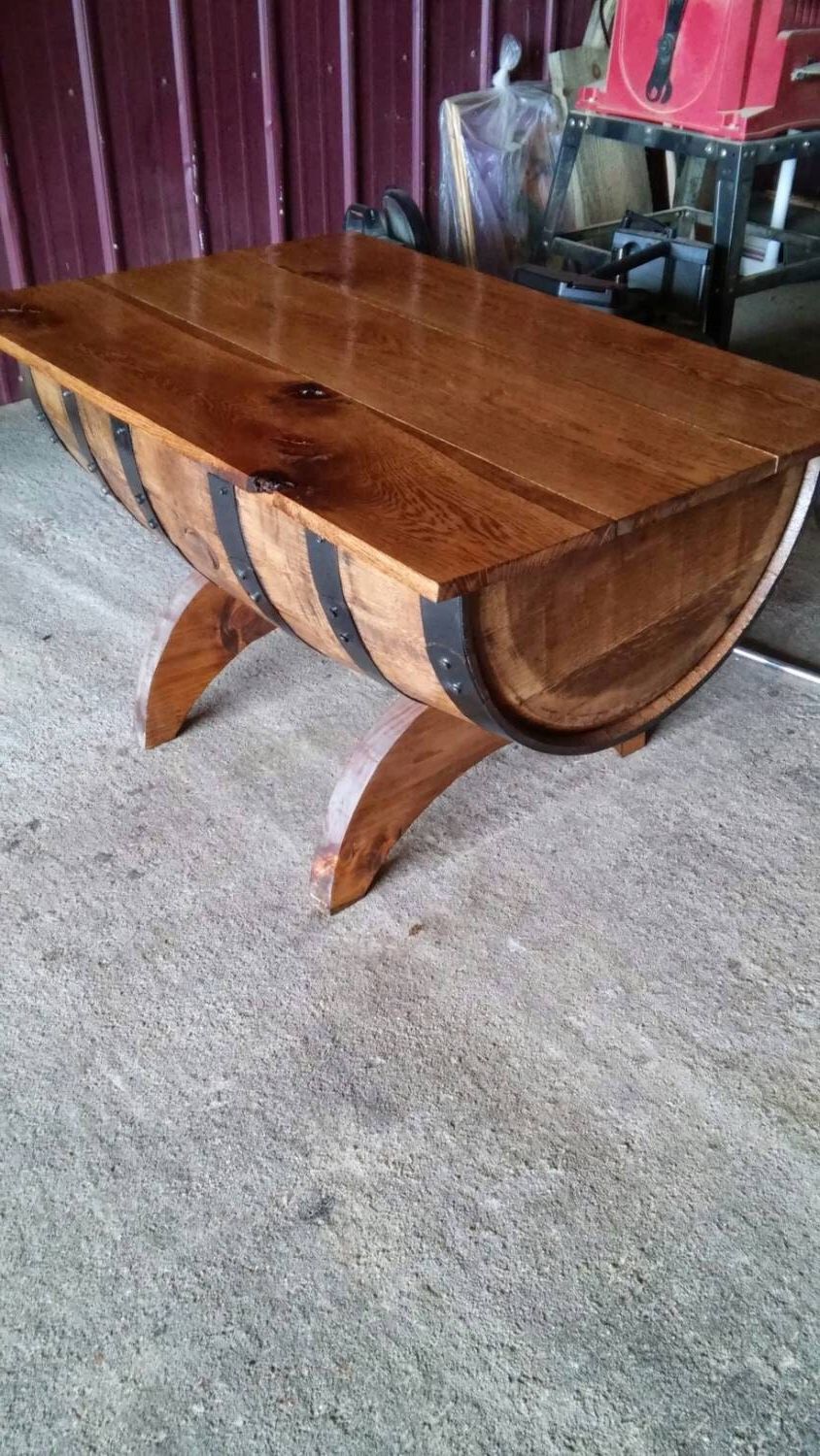 Most Up To Date Rustic Oak And Black Coffee Tables Inside Rustic Oak Whiskey Barrel Coffee Table With Storage Crescent (Gallery 17 of 20)
