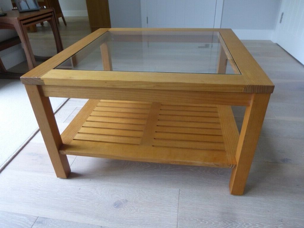 M&s Light Oak Coffee Table – Square With Clear Glass Top Regarding 2019 Clear Glass Top Cocktail Tables (View 13 of 20)