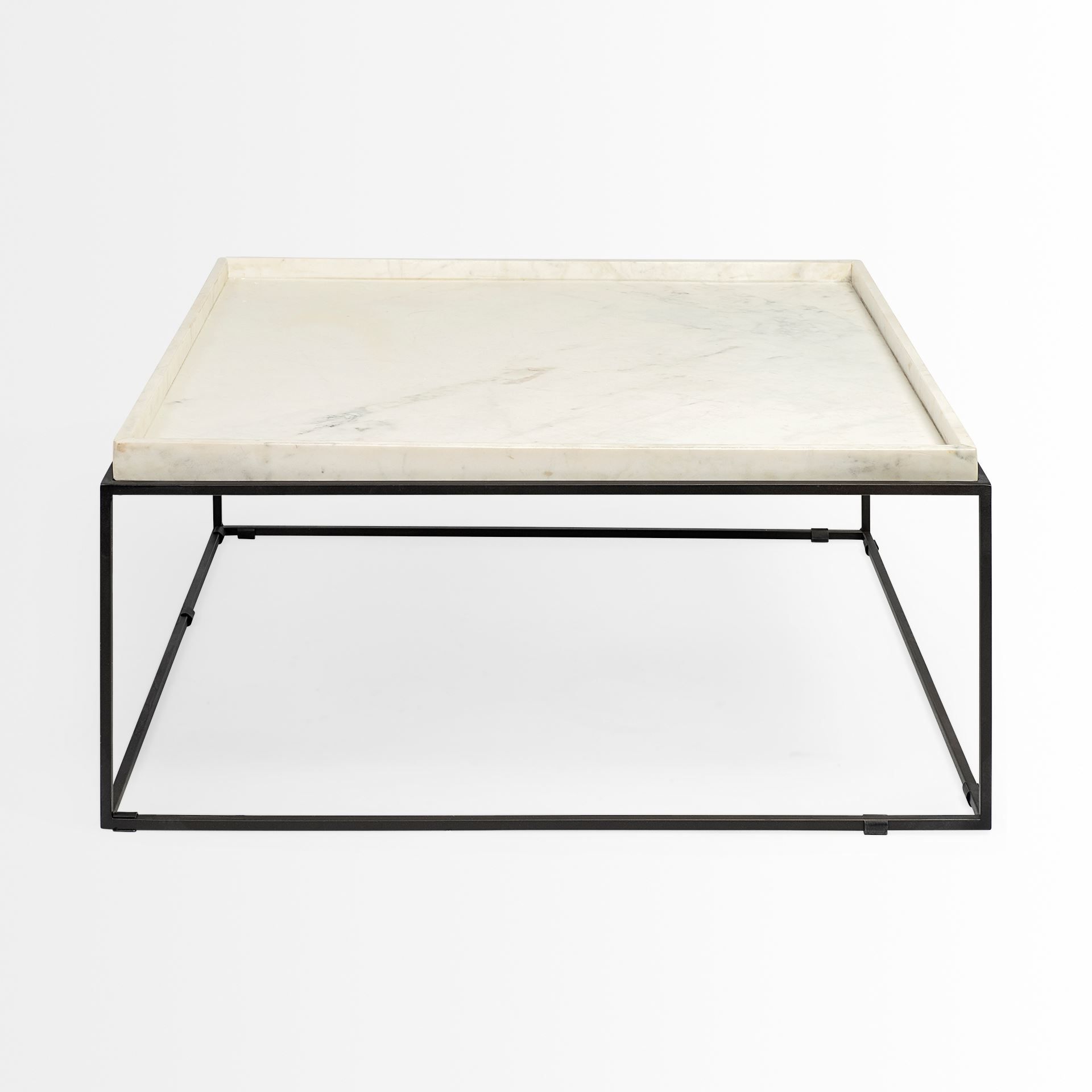 Nathan 36"x36" Square White Marble Top Black Metal Base With Newest Black Metal And Marble Coffee Tables (Gallery 1 of 20)