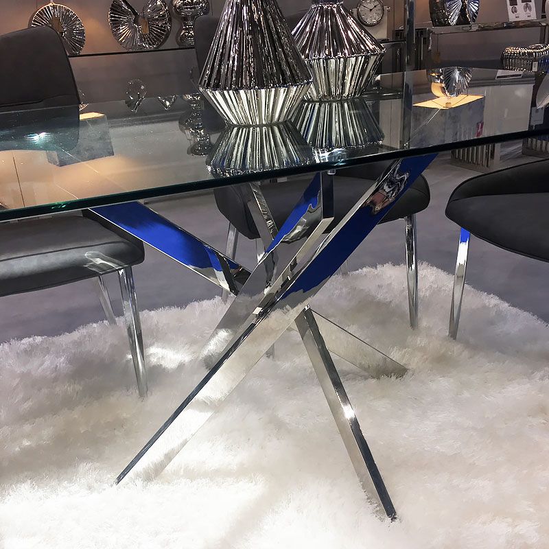 Newest Chrome And Glass Rectangular Coffee Tables Within Aurelia Chrome And Glass Rectangular Dining Table 160cm (View 14 of 20)